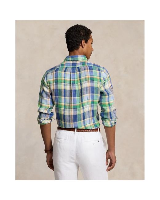 Polo Ralph Lauren Kariertes Custom-Fit Hemd aus Leinen in Blue für Herren