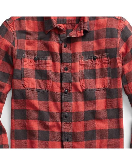 Ralph Lauren - Camisa de trabajo de sarga a cuadros RRL de hombre de color Red