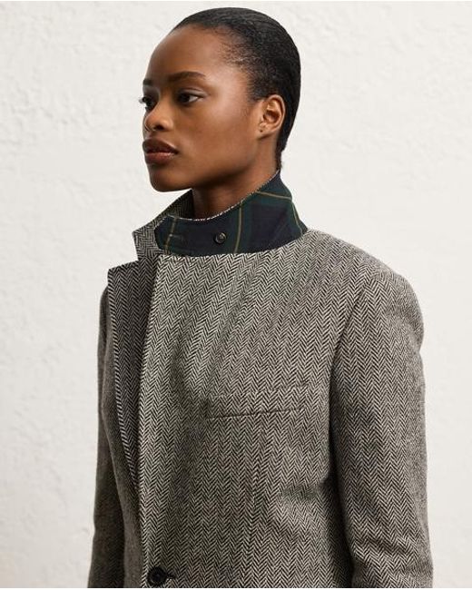 Ralph Lauren Gray Preston Ii Herringbone Tweed Jacket