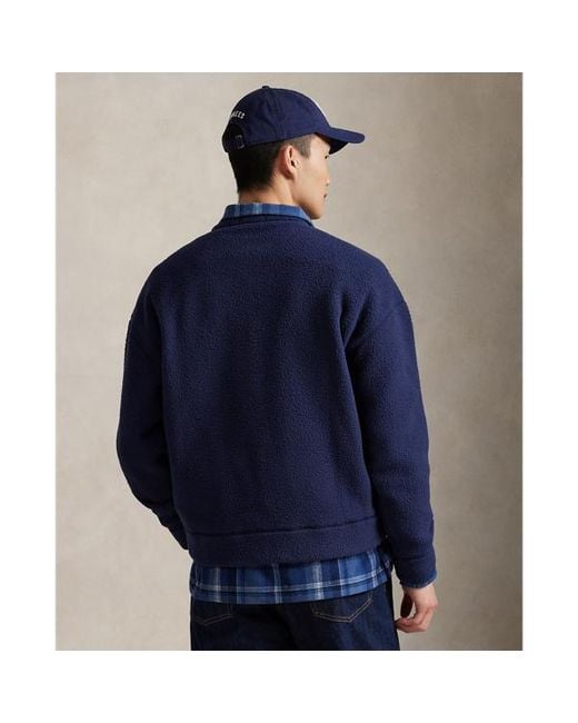 Polo Ralph Lauren Blue Relaxed Fit Pile Fleece Sweatshirt for men