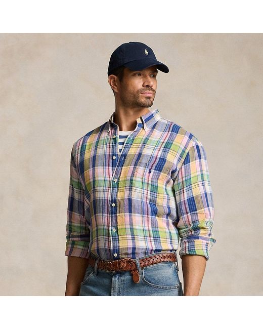 Ralph Lauren Blue Big & Tall - Plaid Linen Shirt for men