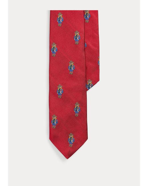 Polo Ralph Lauren Red Polo Bear Silk Repp Tie for men