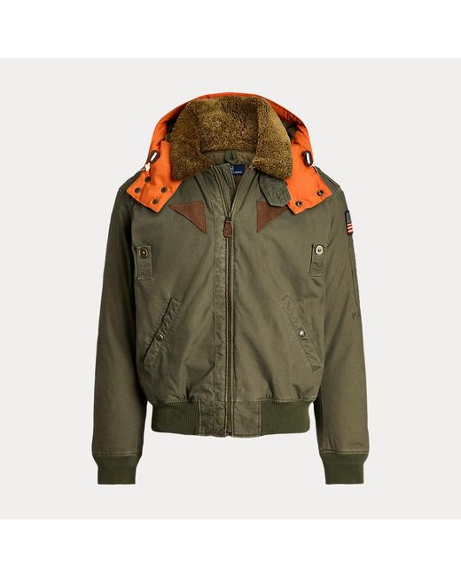 Polo Ralph Lauren Shearling collar Down Bomber Jacket in Green for Men Lyst UK