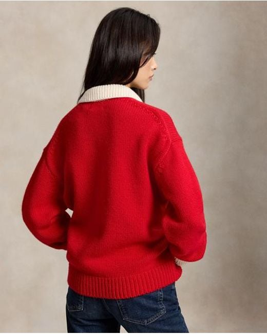 Polo Ralph Lauren Red Big Pony Wool Rugby Jumper