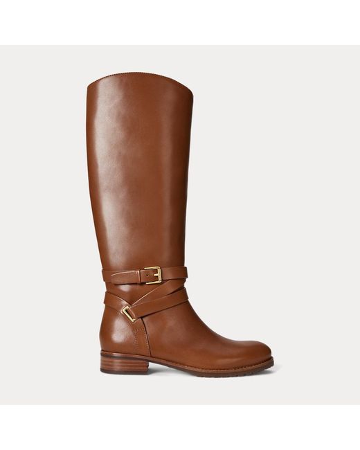 Stivali alti Collins in vitello di Ralph Lauren in Brown