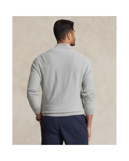 Polo Ralph Lauren Gray Ralph Lauren Mesh-knit Cotton Quarter-zip Sweater for men
