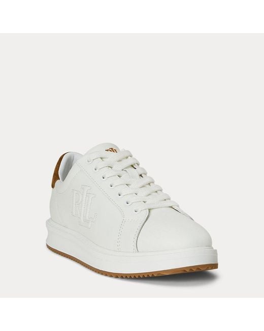 Sneaker Ainsley in pelle e camoscio di Ralph Lauren in White