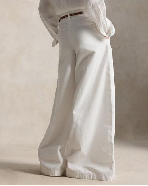 Polo Ralph Lauren Gray Relaxed Wide-Leg Cotton Trousers