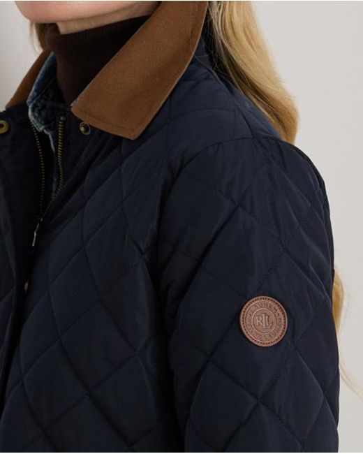 Ralph Lauren Blue Twill-Trim Diamond-Quilted Barn Jacket
