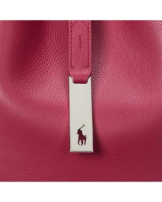 Polo Ralph Lauren Purple Kleine Schultertasche Polo ID aus Leder