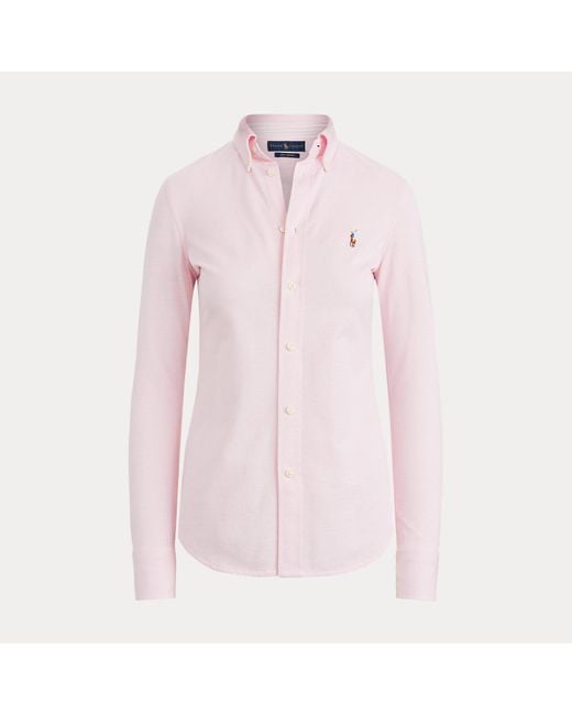 Polo Ralph Lauren Pink Slim Fit Knit Cotton Oxford Shirt