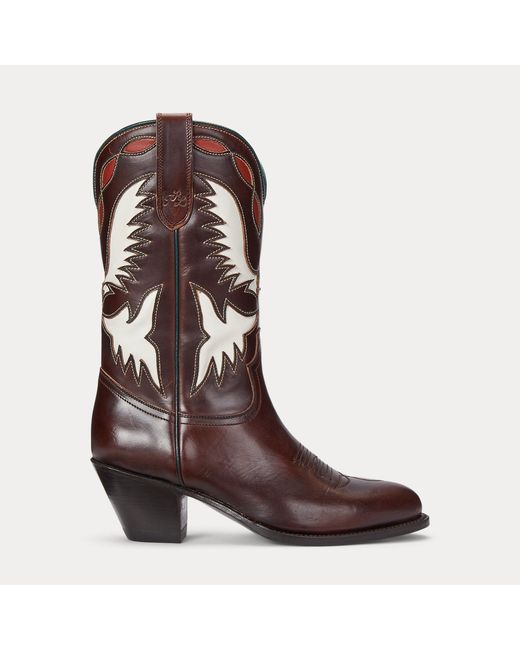 Polo Ralph Lauren Brown Leather Cowboy Boot