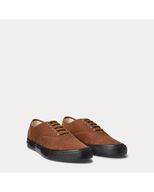 Ralph Lauren Brown Roughout Suede Trainer for men