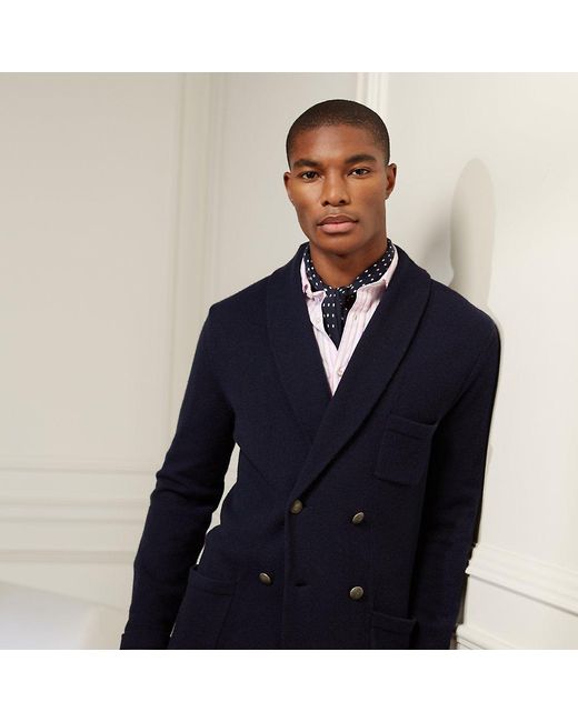 Ralph Lauren Blue Cashmere Double-Breasted Blazer Cardigan for men