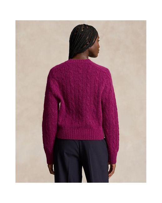 Polo Ralph Lauren Purple Cable-knit Wool-blend Crewneck Sweater