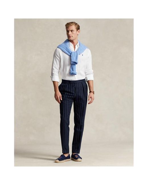 Polo Ralph Lauren White Custom Fit Linen Shirt for men