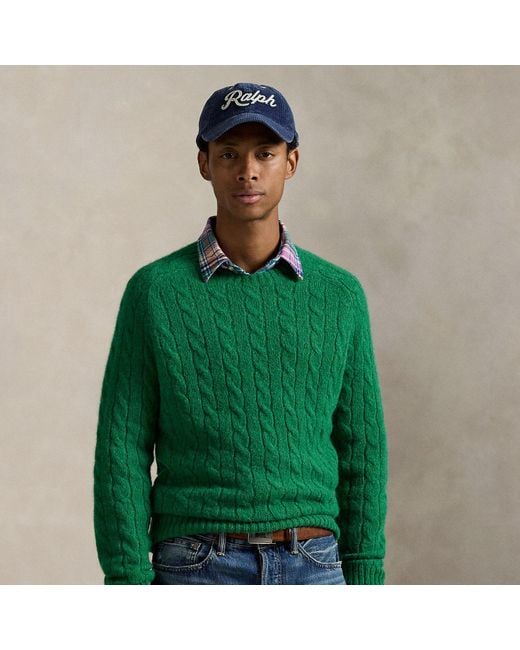 Pull Torsadé À Renforts En Daim Polo Ralph Lauren pour homme en coloris Green