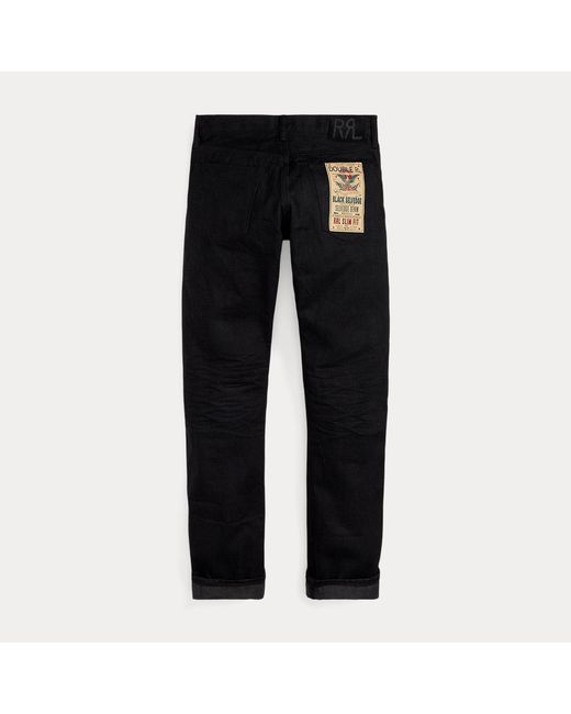 RRL Black Slim Fit Selvedge Jean for men