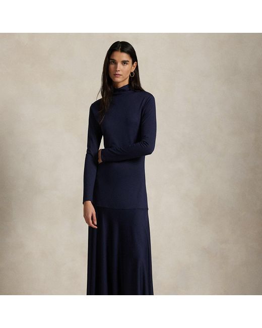 Polo Ralph Lauren Blue Ponte Turtleneck Maxidress