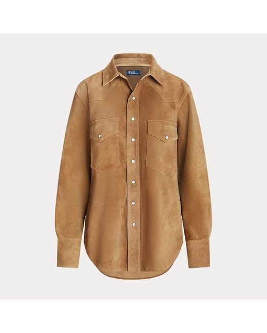 Camisa Western Relaxed Fit de ante Polo Ralph Lauren de color Brown