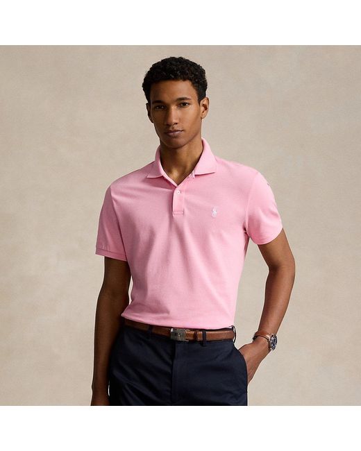 Ralph Lauren Pink Tailored Fit Performance Mesh Polo Shirt for men