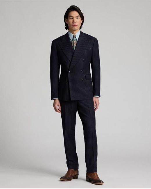 RRL Black Pinstripe Flannel Western Jacket for men