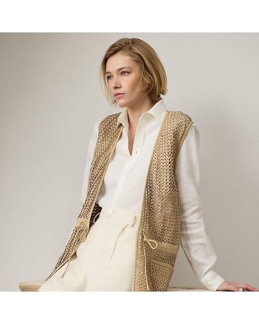 Ralph Lauren Natural Weste Tabetha Aus Gewebtem Lammleder