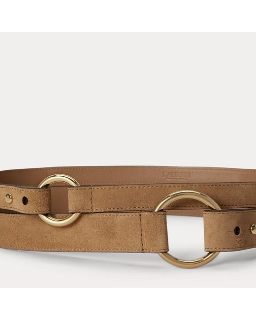 Ralph Lauren Brown Wide Stacked Suede O-Ring Belt