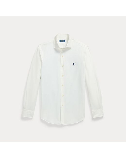Polo Ralph Lauren White Custom Fit Stretch Poplin Shirt for men