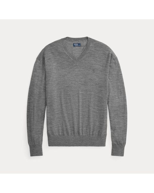 Polo Ralph Lauren Gray Wool V-Neck Jumper