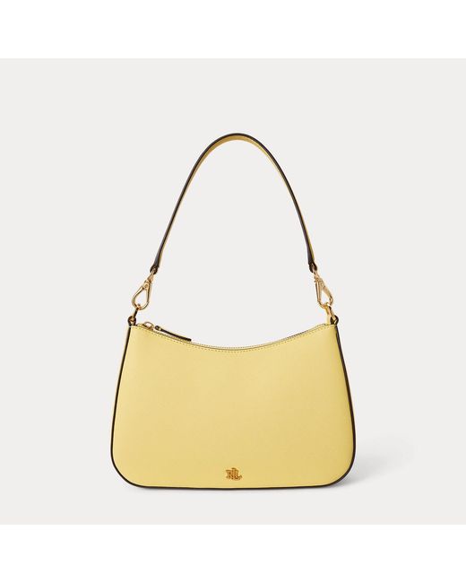 Ralph Lauren Yellow Crosshatch Leather Medium Danni Bag