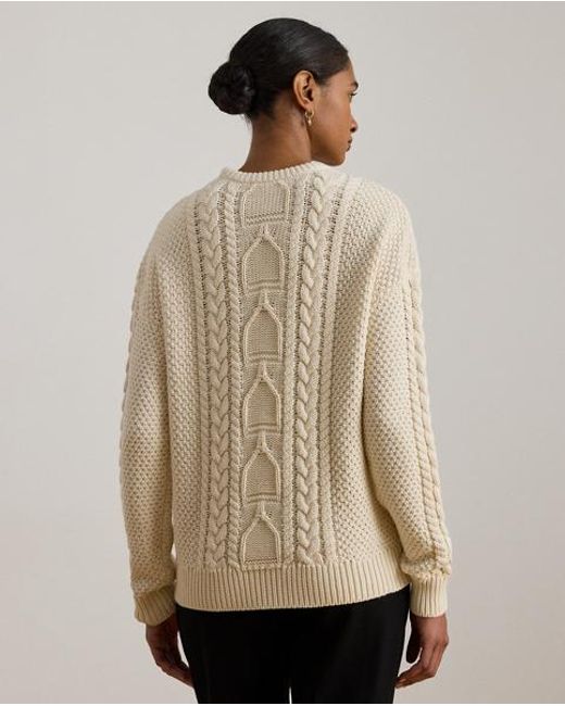 Ralph Lauren Natural Cable-Knit Cotton Crewneck Jumper