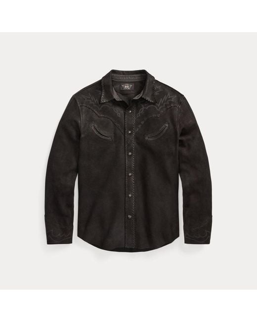 RRL Black Sheepskin Western Shirt for men