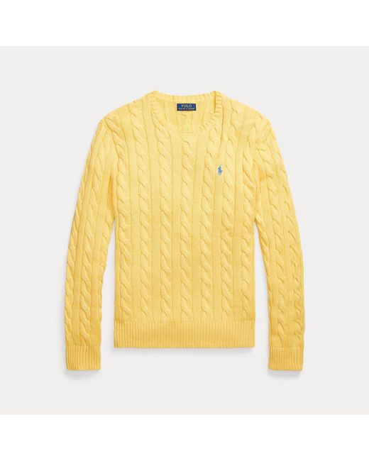 Polo Ralph Lauren Baumwollpullover mit Zopfmuster in Yellow für Herren