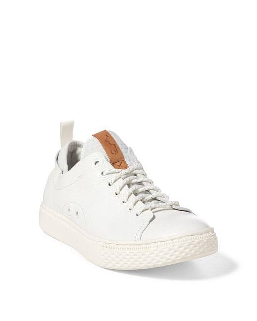 Polo Ralph Lauren Dunovin Leather Sneaker in White for Men | Lyst
