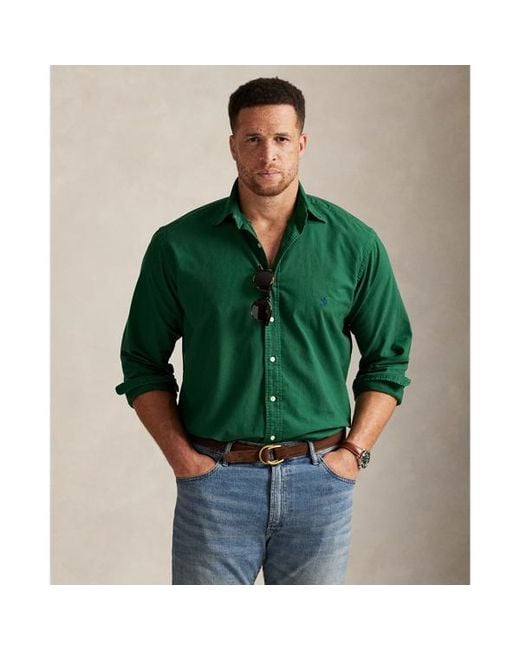 Polo Ralph Lauren Green Garment-Dyed Oxford Shirt for men