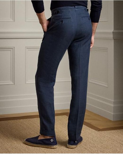 Ralph Lauren Blue Gregory Hand-tailored Linen Trouser for men