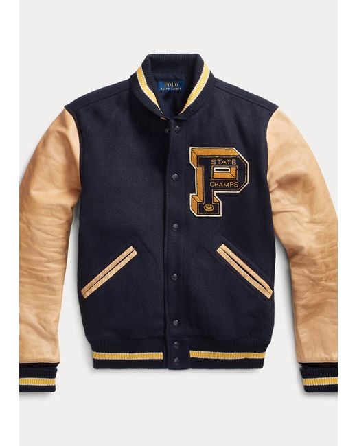 Polo wool blend letterman jacket on sale