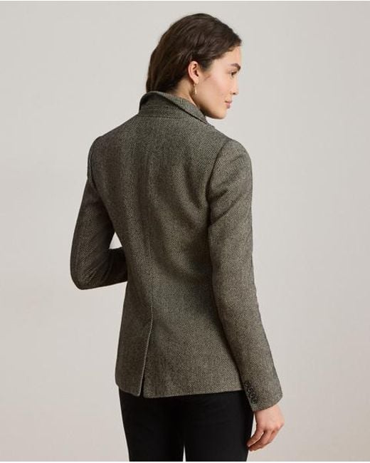Ralph Lauren Gray Cotton-Blend Herringbone Blazer