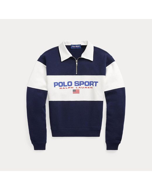 Polo Ralph Lauren Blue Logo Half-zip Fleece Pullover