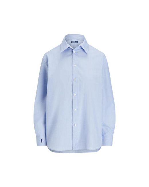 Ralph Lauren Blue End-On-End Oversize Fit Cotton Shirt