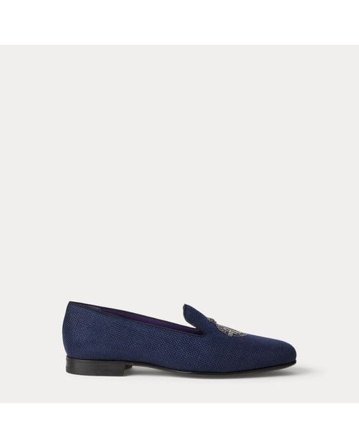 Ralph Lauren Blue Ralph Lauren Alonzo Bullion Crest Linen Slipper for men