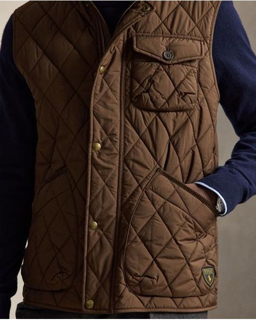 Polo Ralph Lauren Brown The Beaton Quilted Utility Gilet for men