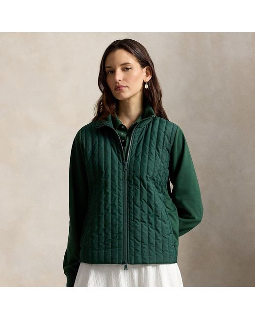 Ralph Lauren Green Hybrid Cropped Full-Zip Mockneck