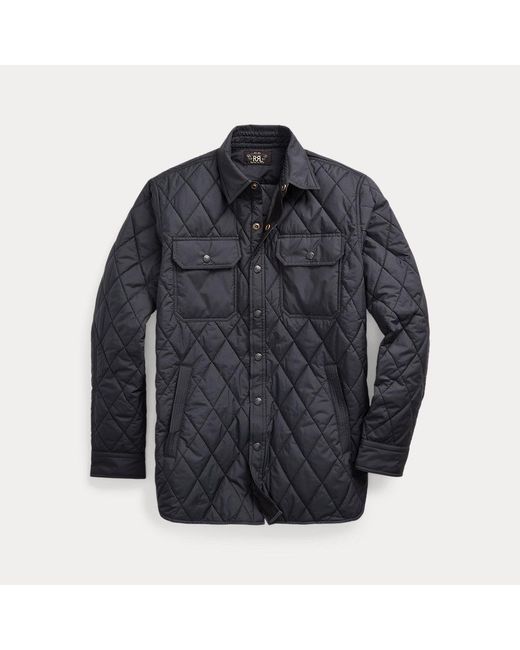 RRL Blue Quilted Shirt Jacket