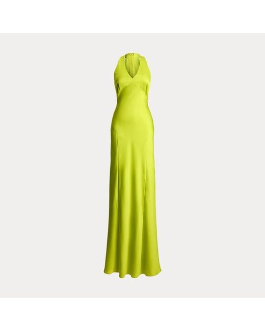 Ralph Lauren Green Ralph Lauren Featherweight Charmeuse Halter Gown