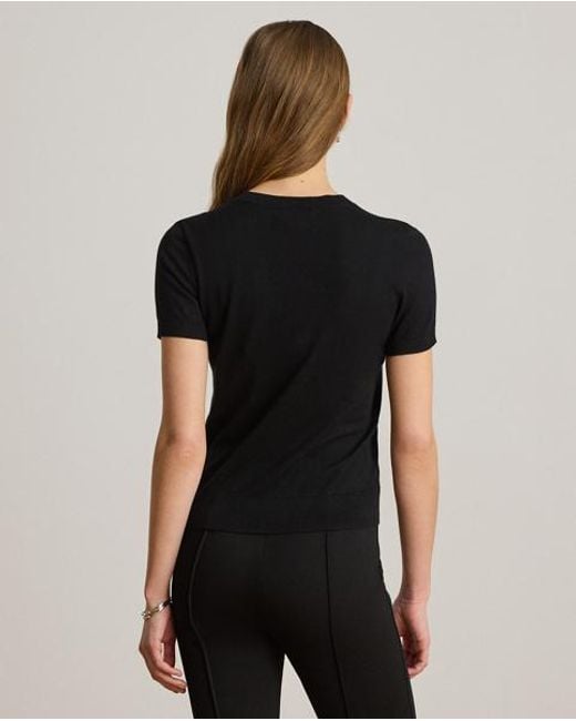 Ralph Lauren Black Cotton-Modal Short-Sleeve Jumper