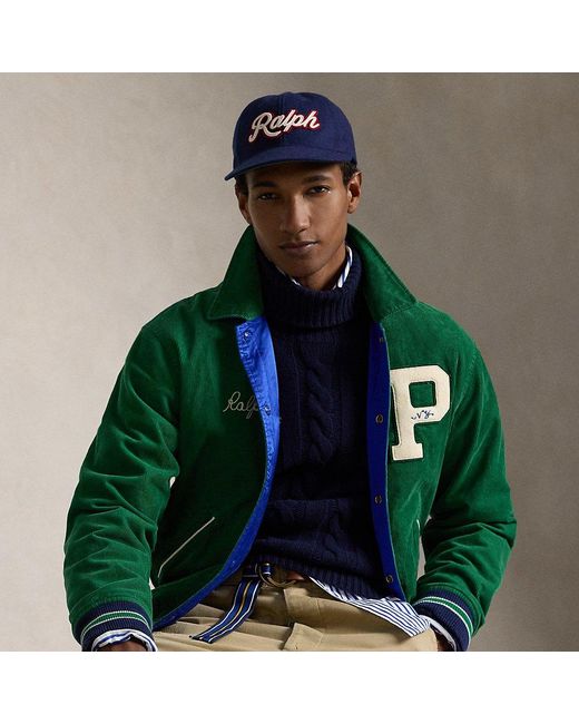 Ralph Lauren Green Reversible Letterman Jacket for men