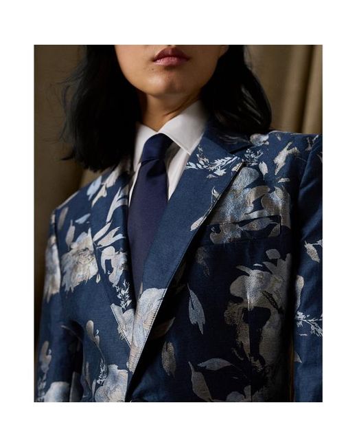 Ralph Lauren Collection Blue Parker Floral Jacquard Jacket