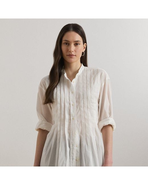 Camicia in dobby con cuciture pintuck di Ralph Lauren in Gray